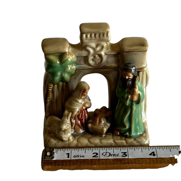 NATIVITY SCENE HOLY FAMILY CERAMIC HIGH GLOSS CHRISTMAS DECOR - Picture 4 of 10